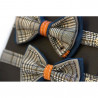 Noeud Papillon prince de galle, bleu et cuir marron Sir William
